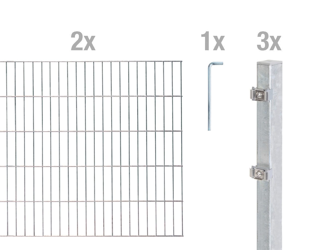 Alberts Einstabmattenzaun Alberts 642983 Doppelstabmattenzaun, als 6 tlg. Zaun-Komplettset, feue, GAH ALBERTS Set: Zaun »Doppelstabmatte feuerverzinkt 2er-Set« 100 cm x