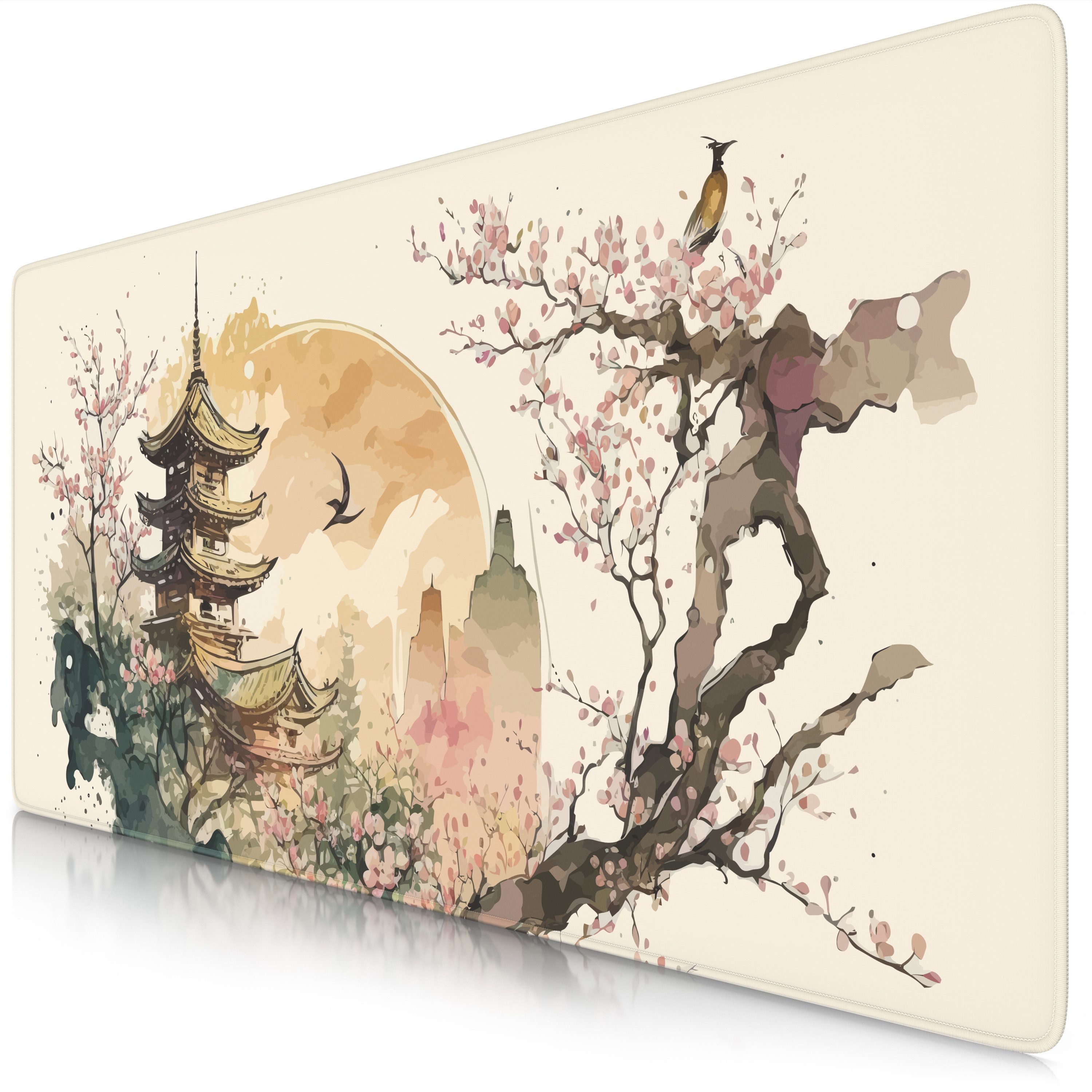 Titanwolf Gaming Mauspad XXL Speed Mousepad 900 x 400 x 3 mm, Schreibtischauflage, abwaschbar (1-St), rutschfest, Geschwindigkeit & Präzision, Japan Ink Painting Colour