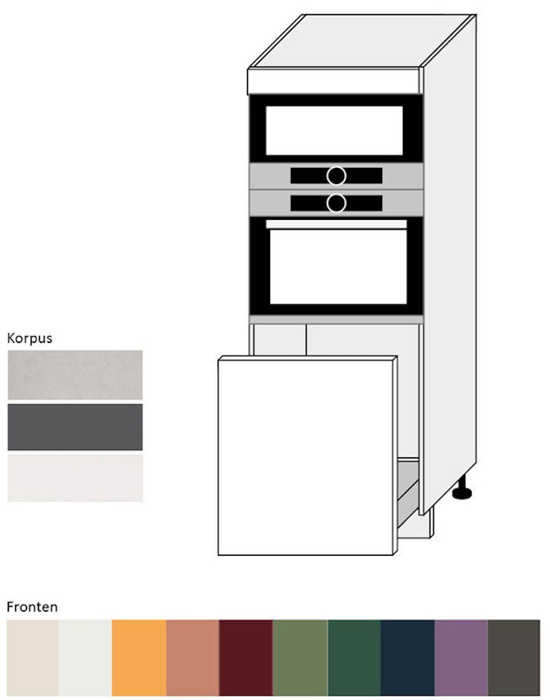 Feldmann-Wohnen für 1Schublade 2 Hochschrank Tivoli & matt wählbar signalweiß 9003 Korpusfarbe (Tivoli) Fächer RAL 60cm Einbaugeräte Front-