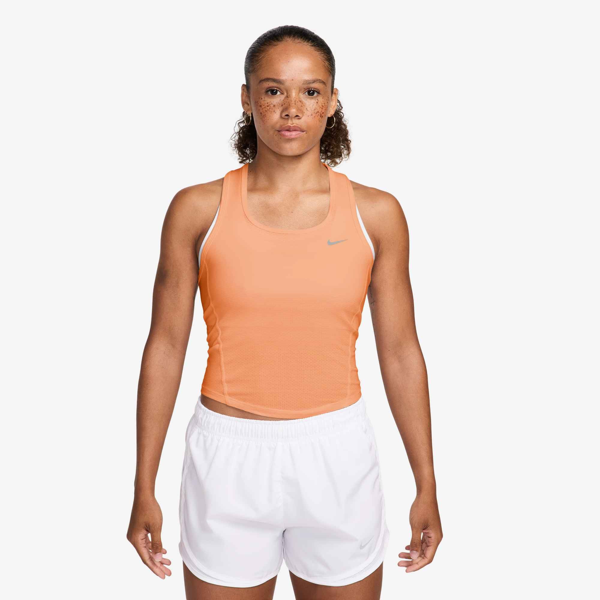 Nike Tanktop W NK TEMPO DF CRP MESH TANK mit Rundhalsausschnitt, aus Polyester und Elasthan
