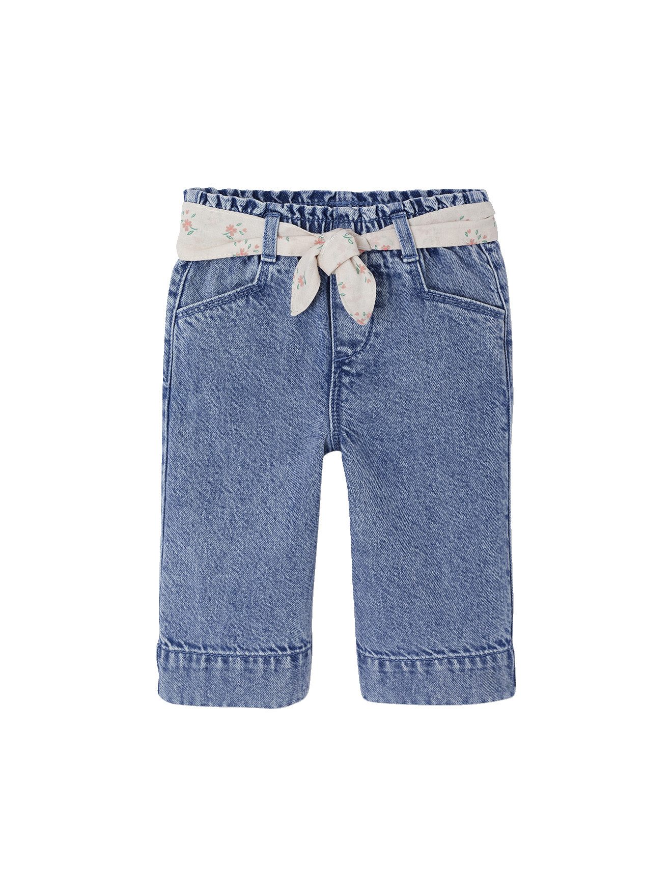 vertbaudet Regular-fit-Jeans Weite Baby Hose mit Bindegürtel