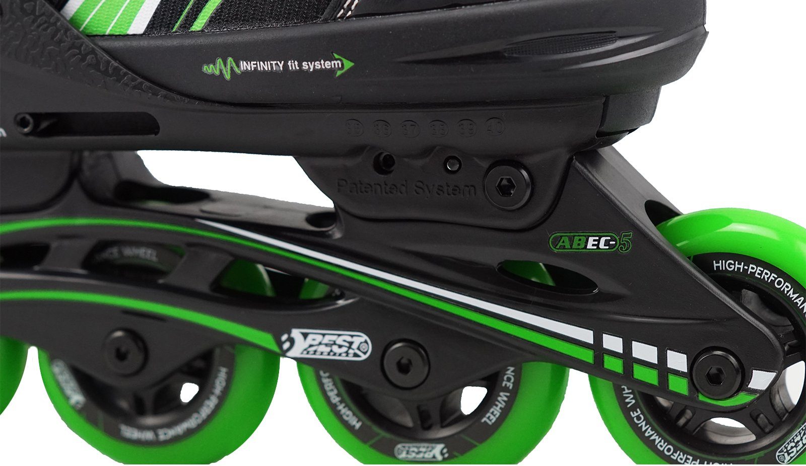Best Sporting Inlineskates Inline Skates Größe grün Carbon ABEC verstellbar, 5