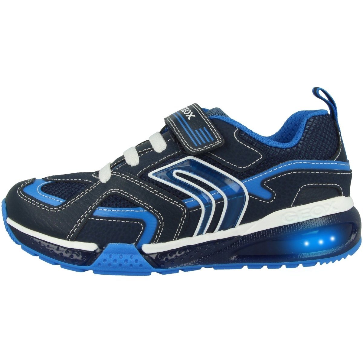 Geox J Bayonyc B. A Unisex Kinder Sneaker LED Funktion blau