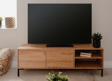 Finori Lowboard Korsika (TV Unterschrank in Eiche Artisan, 150 x 49 cm), mit Metallfüßen in schwarz, und viel Stauraum