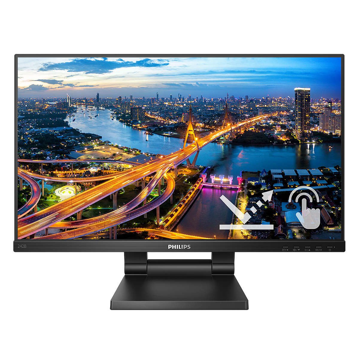 Philips 242B1TC - LED - 61 cm (24) (23.8" sichtbar) TFT-Monitor (1920 x 1080 px, Full HD, 4 ms Reaktionszeit, 75 Hz, IPS, Touchscreen, Lautsprecher, Höhenverstellbar)