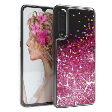 EAZY CASE Handyhülle Liquid Glittery Case für Xiaomi Mi 9 6,39 Zoll, Glitzerhülle Shiny Slimcover stoßfest Durchsichtig Bumper Case Pink