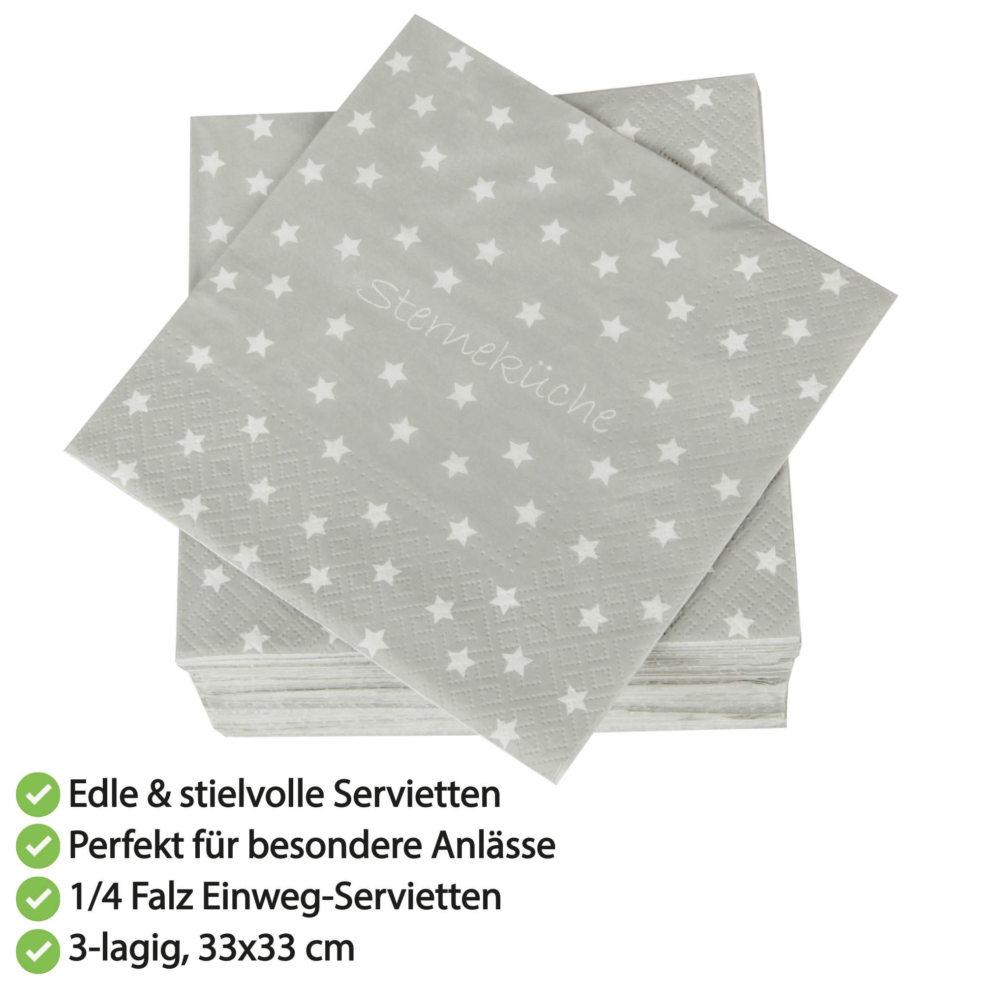 Bestlivings Papierserviette Sterneküche, (40 St), Hochwertige Servietten 3-lagig mit Motiv "Sterneküche"