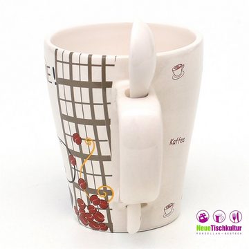Neuetischkultur Tasse Kaffeebecher mit Löffel, Coffeetime Dolomite, Keramik
