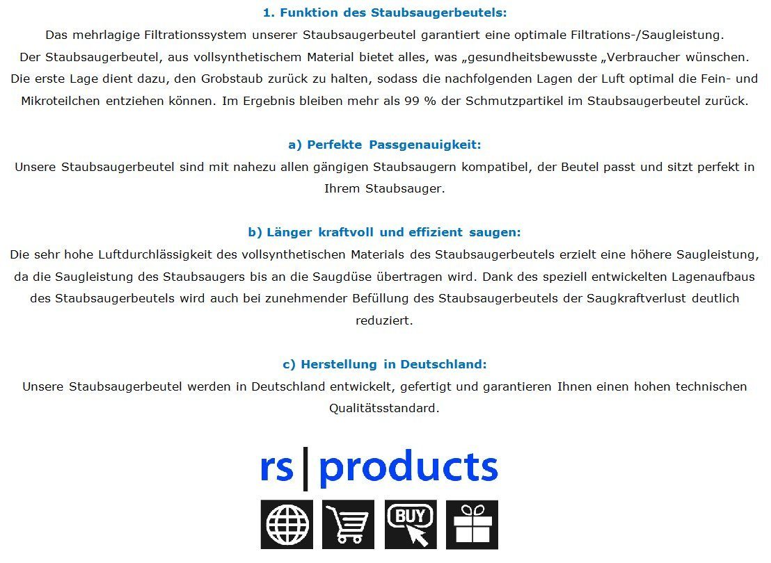 rs-products Staubsaugerbeutel, passend für 10 Stk. kostenloser 100 5 € Stk., Rouge, 5 Stk., zwischen - ab und St., Sie - 30 20 wählen Versand! 9,90 50 Compacteo MOULINEX Stk., Stk., Stk