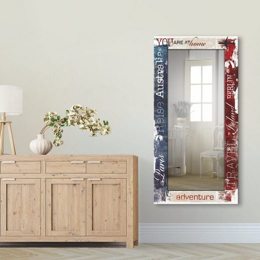 Artland Wandspiegel »Reisen«, gerahmter Ganzkörperspiegel mit Motivrahmen, geeignet für kleinen, schmalen Flur, Flurspiegel, Mirror Spiegel gerahmt zum Aufhängen