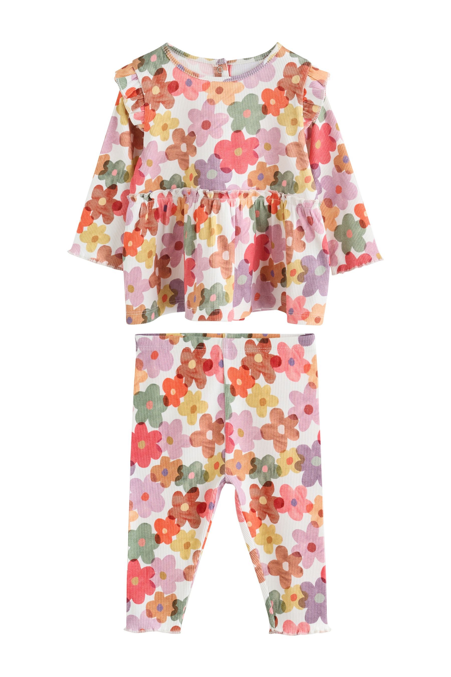 Langarmshirt & Leggings Baby Langarmoberteil mit Rüschen und Leggings