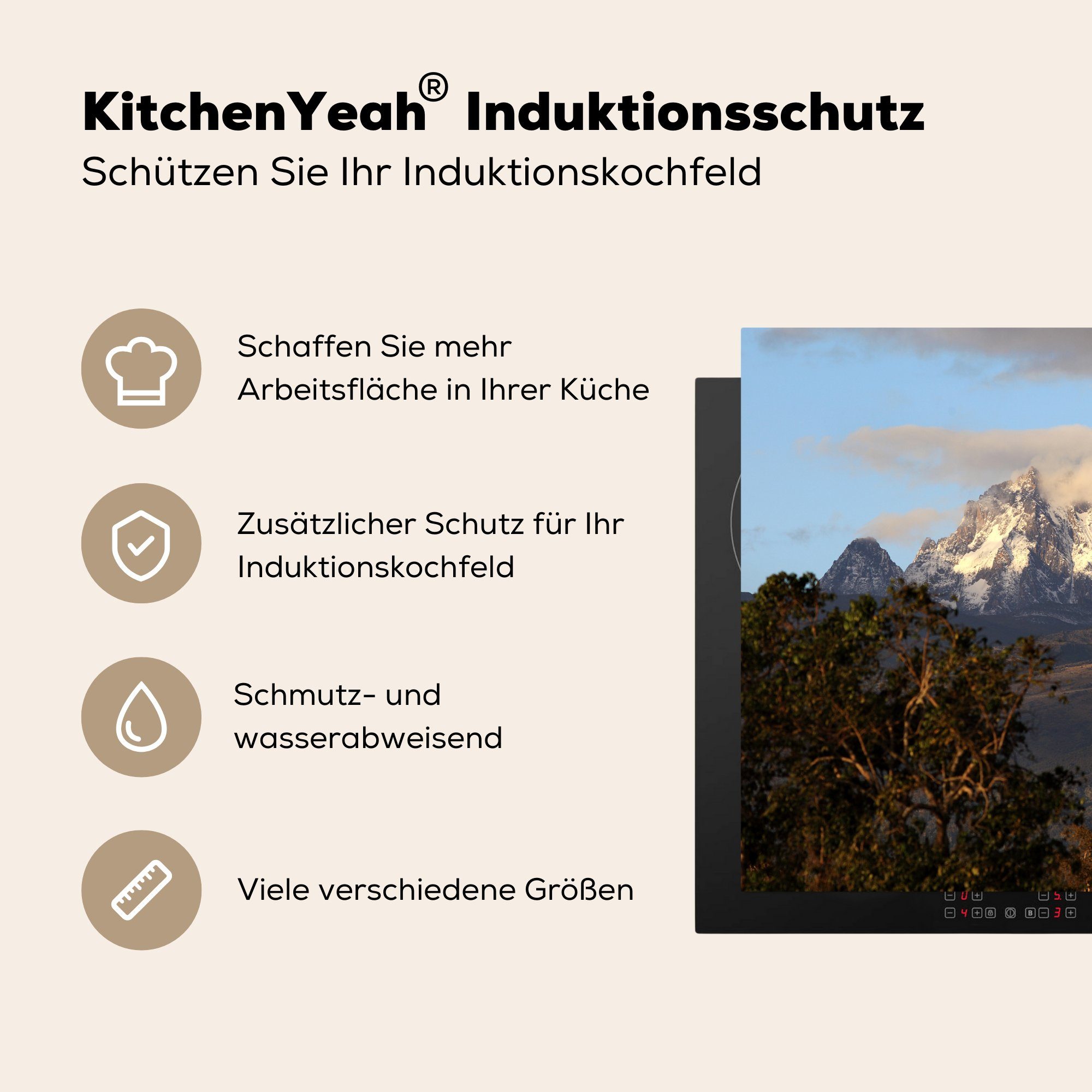 Afrikas MuchoWow Mount Ceranfeldabdeckung Mobile Nachmittag, nutzbar, cm, Herdblende-/Abdeckplatte Kenia am Arbeitsfläche (1 späten Vinyl, tlg), 70x52