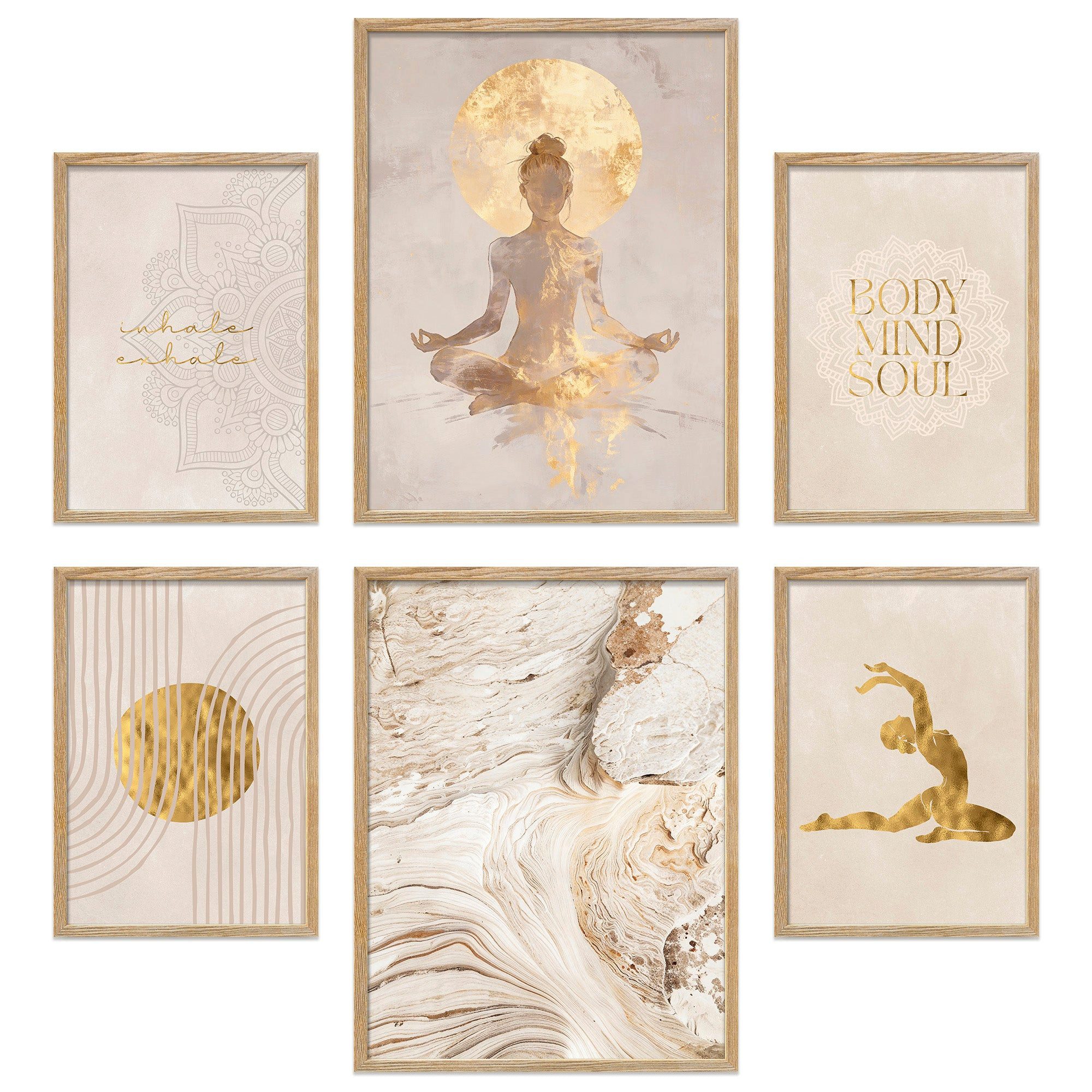 ARTFAVES Bilder-Collage Poster Set Yoga Spirit I mehrteilige Bilderwand I Wandbilder Spirituel, (Wandbilder modern, 6 St)
