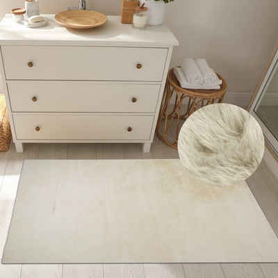 Teppich Klassischer weicher Teppich waschbar in beigefarben, TeppichHome24, rechteckig, Höhe: 11 mm