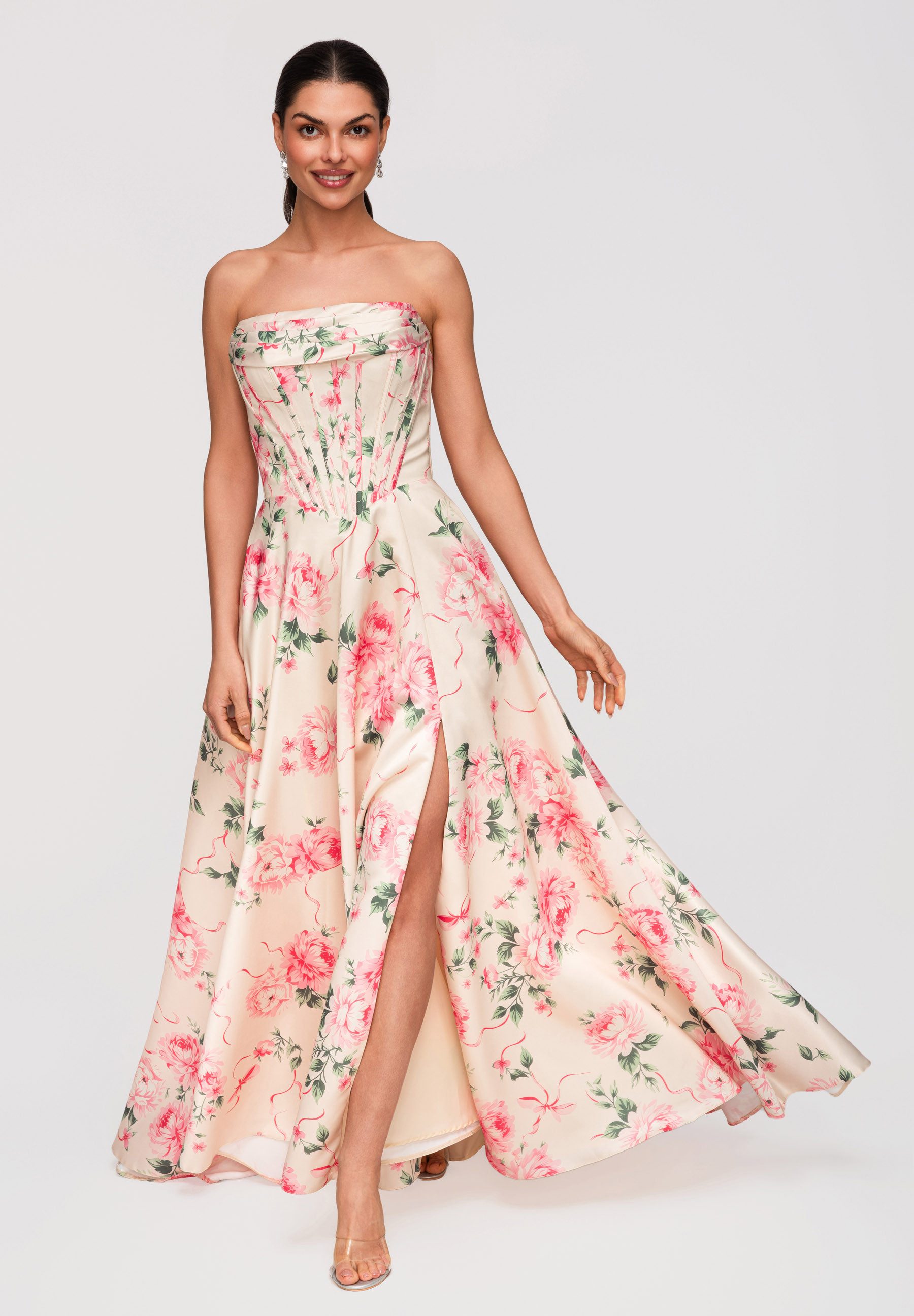 OMBRE Abendkleid Creme M