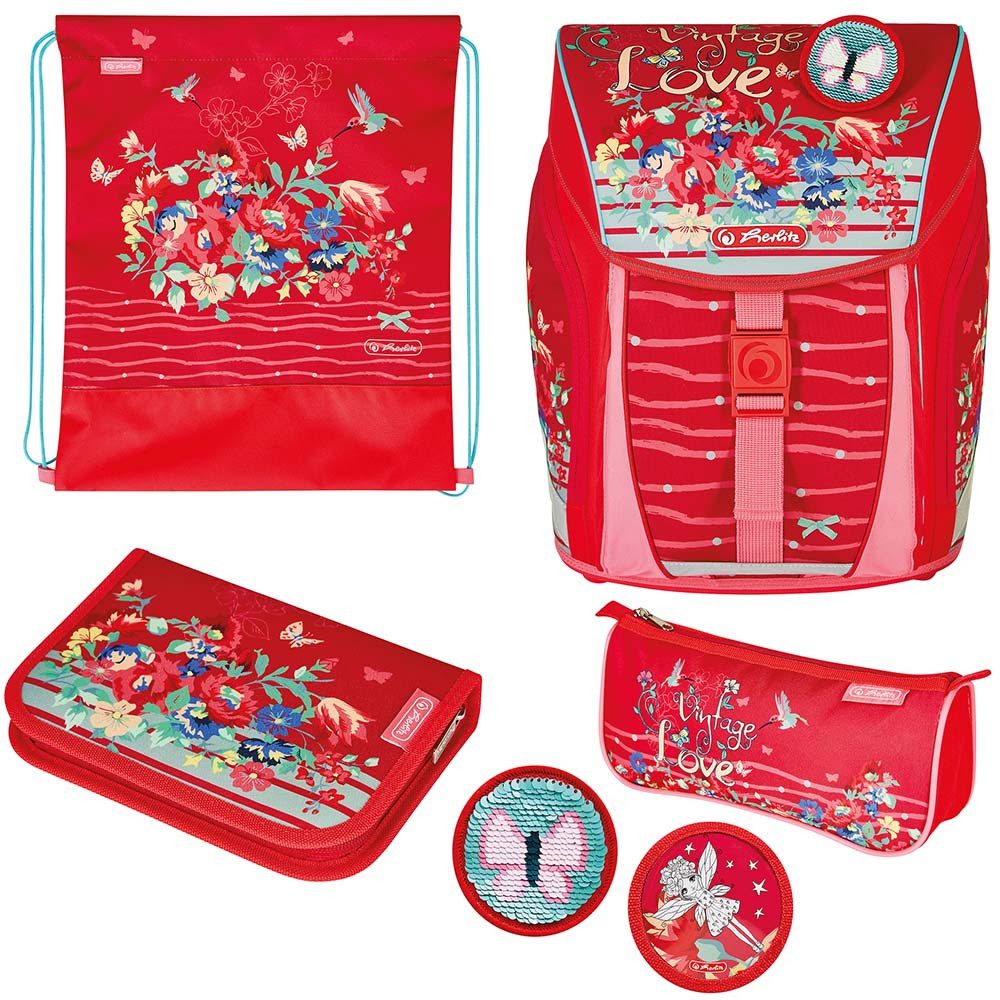 Herlitz Schulranzen Herlitz Schulranzen Set FiloLight Plus Vintage Love 6-teilig