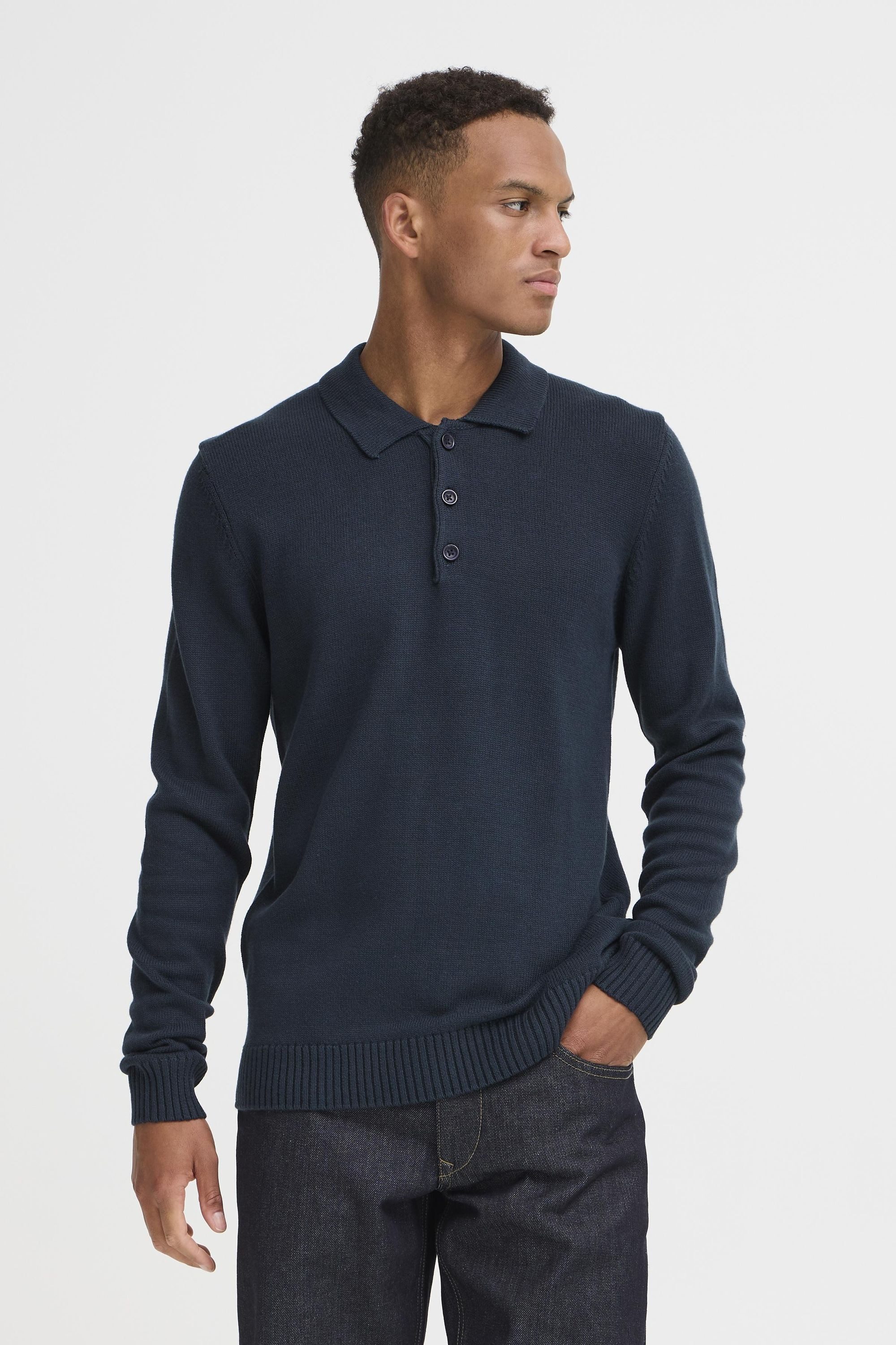 Blend Strickpullover BHDENO Stilvoller Strickpullover mit Polo-Kragen günstig online kaufen