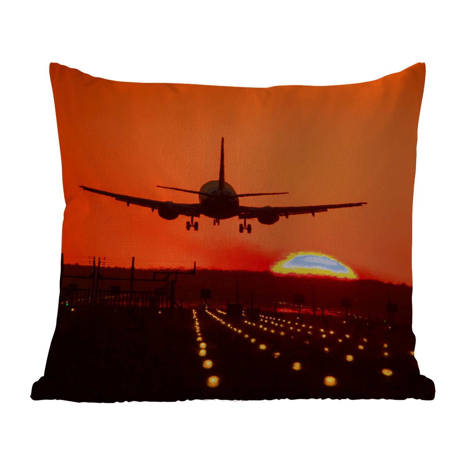 - Kissenbezüge, Sonne, Sonnenuntergang MuchoWow Flugzeug Orange Outdoor - Dekokissen Dekokissen, Kissenhülle, Dekokissenbezug, -