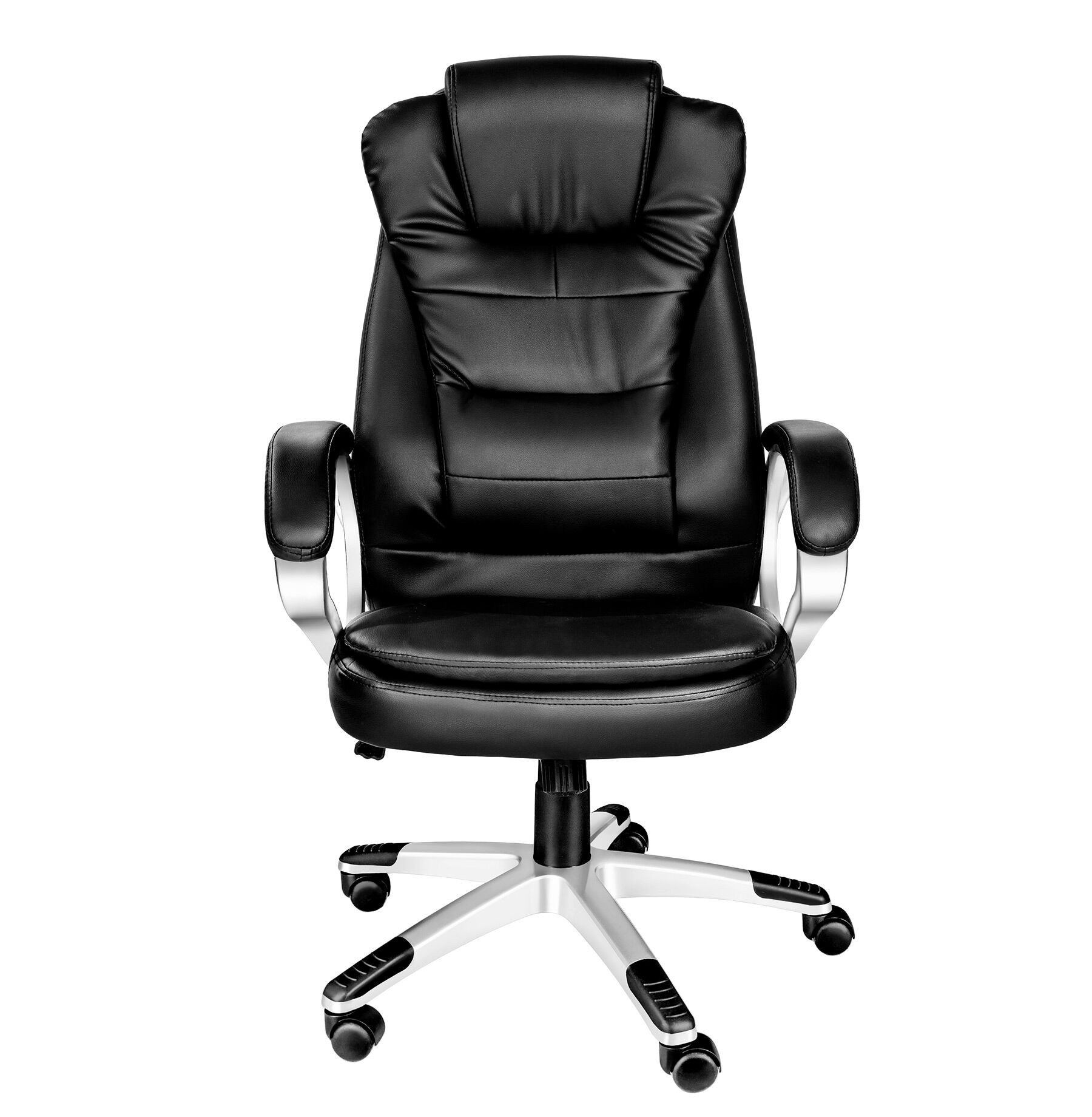 tectake Chefsessel Schreibtischstuhl mit extradicker Polsterung (buerostuhl ergonomisch Zulu, 1 St), verstärkte Nackenkopfstütze und Wippmechanik