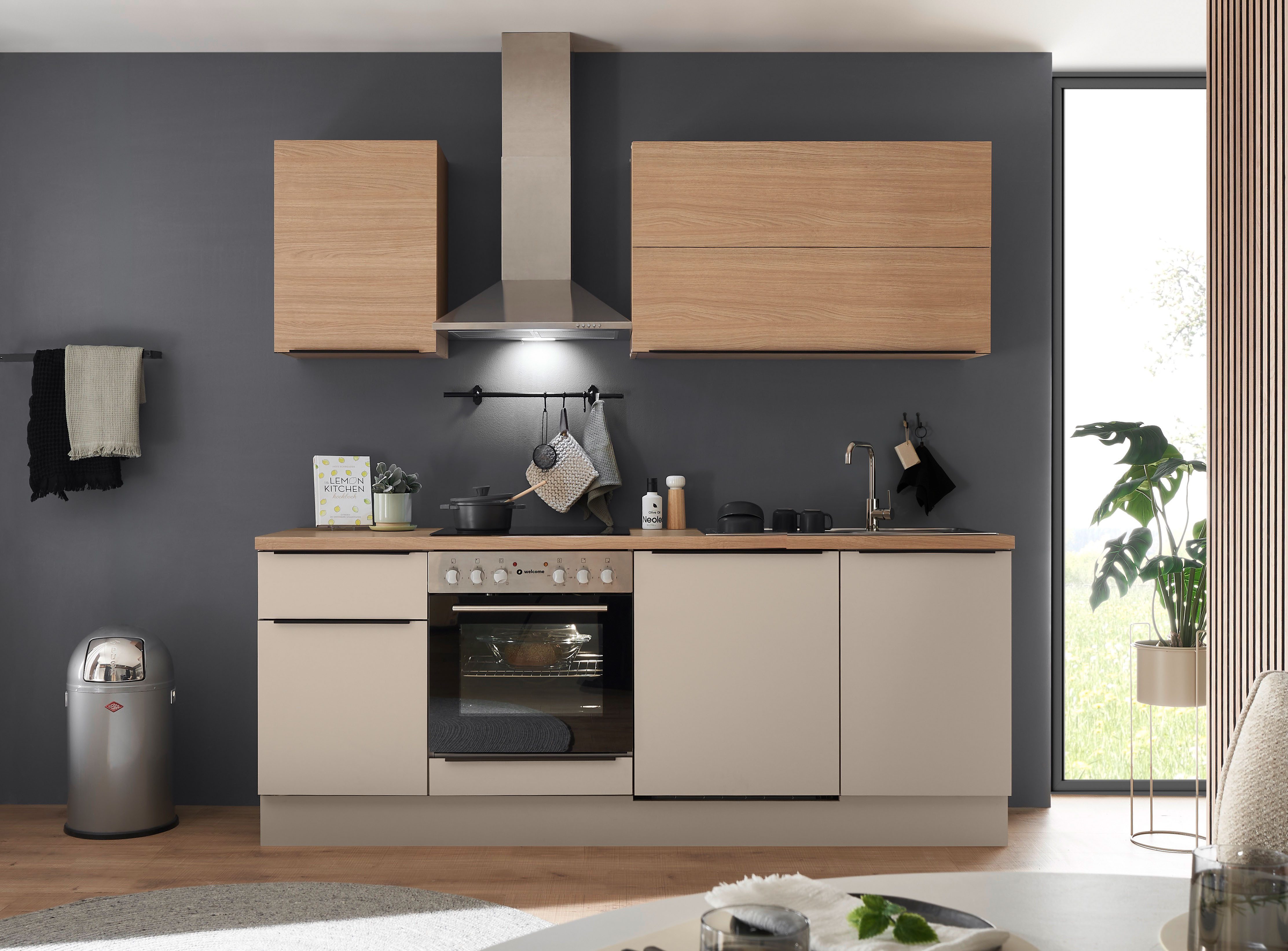 KOCHSTATION Küchenzeile Cocco B/H/T 220x211x60 cm, Breite 220 cm, wahlweise mit E-Geräten und Induktion