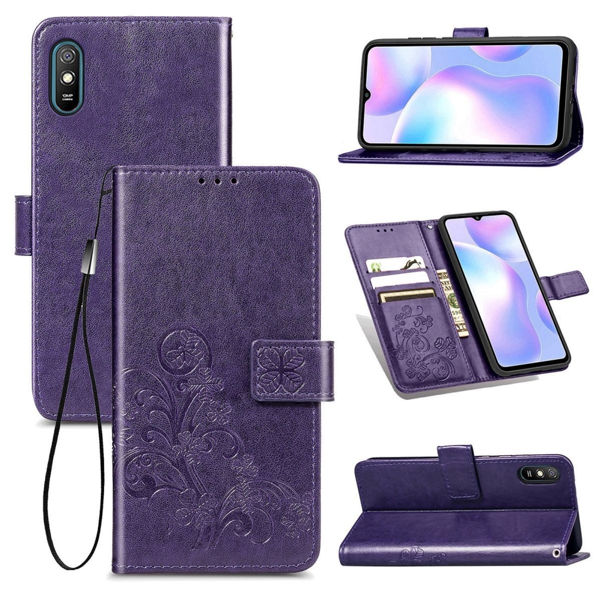 König Design Handyhülle Xiaomi Redmi 9A, Schutzhülle Schutztasche Case Cover Etuis Wallet Klapptasche Bookstyle