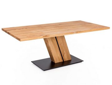expendio Essgruppe Caesar 1, (komplette Tischgruppe, Spar-Set, 7-tlg), Tisch Eiche rustikal + 4x Stuhl + 2x Armlehnstuhl Aranel Nexus grün