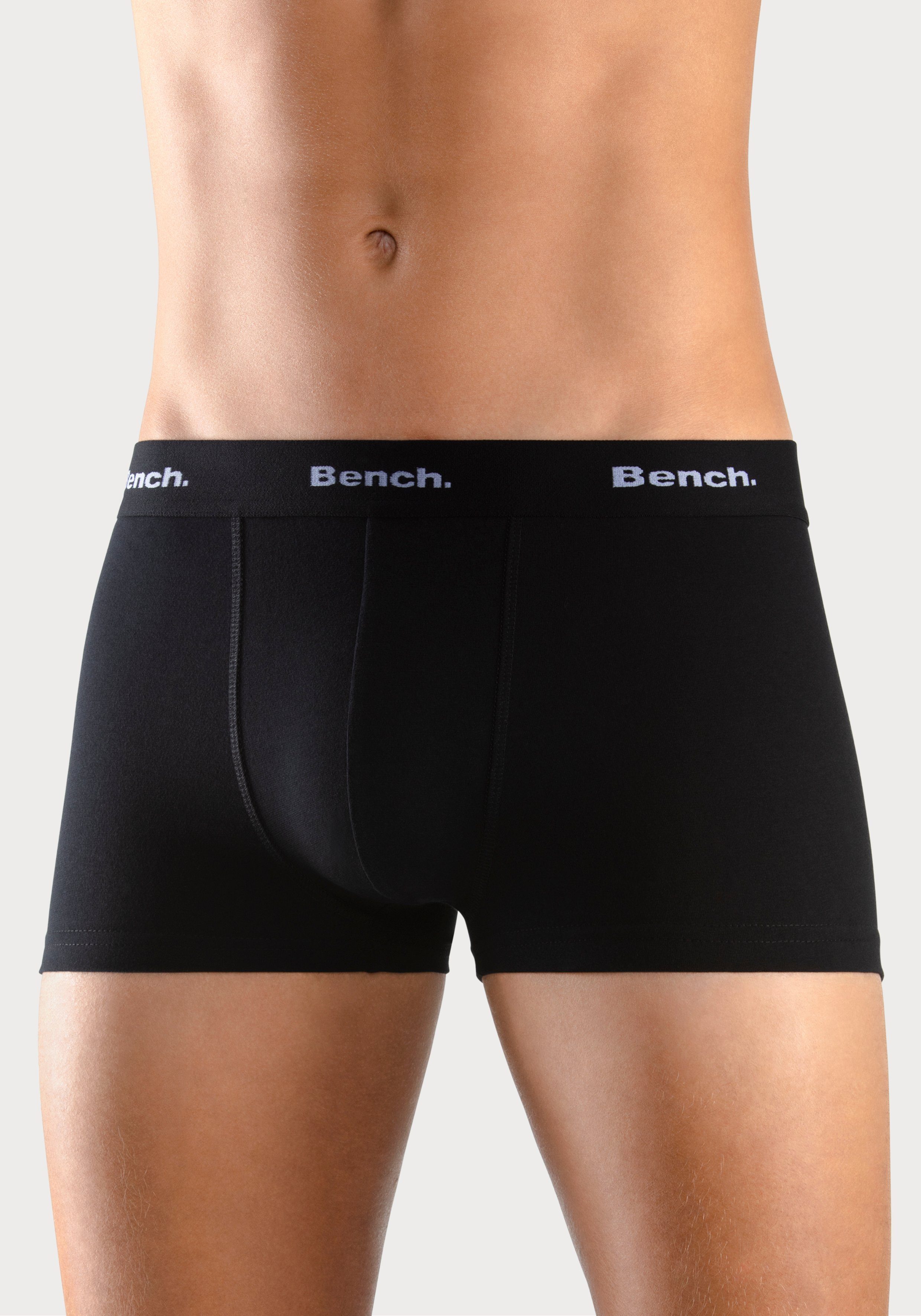 4-St) royalblau, schwarz Boxershorts (Packung, Bund Bench. Hipster-Form kontrastfarbenem grau-meliert, in mit rot,