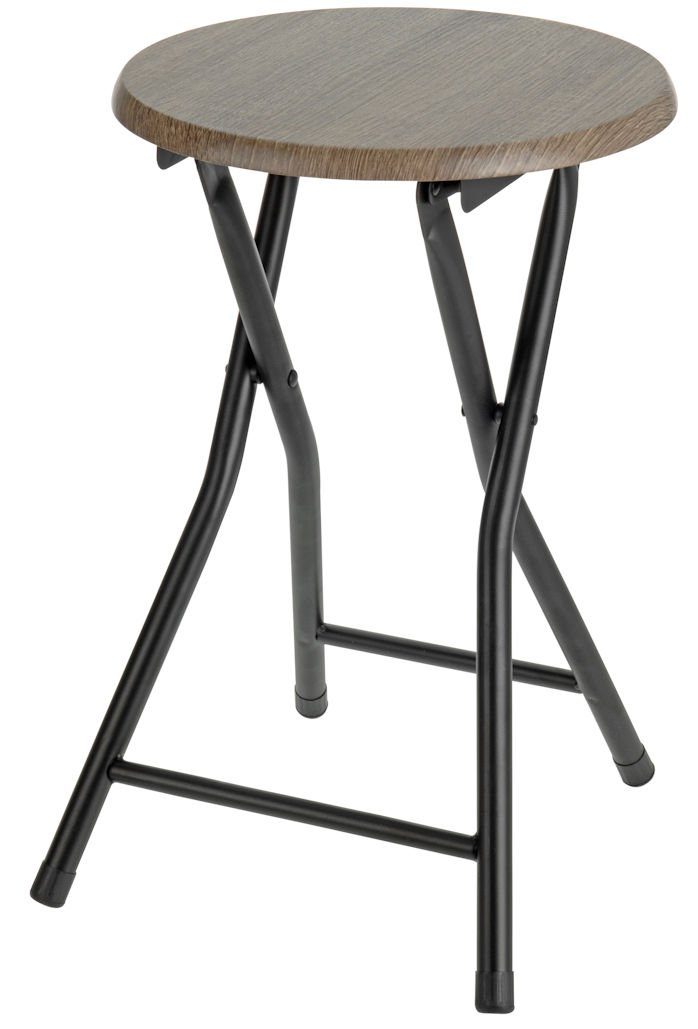 Spetebo Sitzhocker Holz Metall Klapphocker - 47 x 33 cm, Klapp Stuhl Sitz Hocker klappbar rund