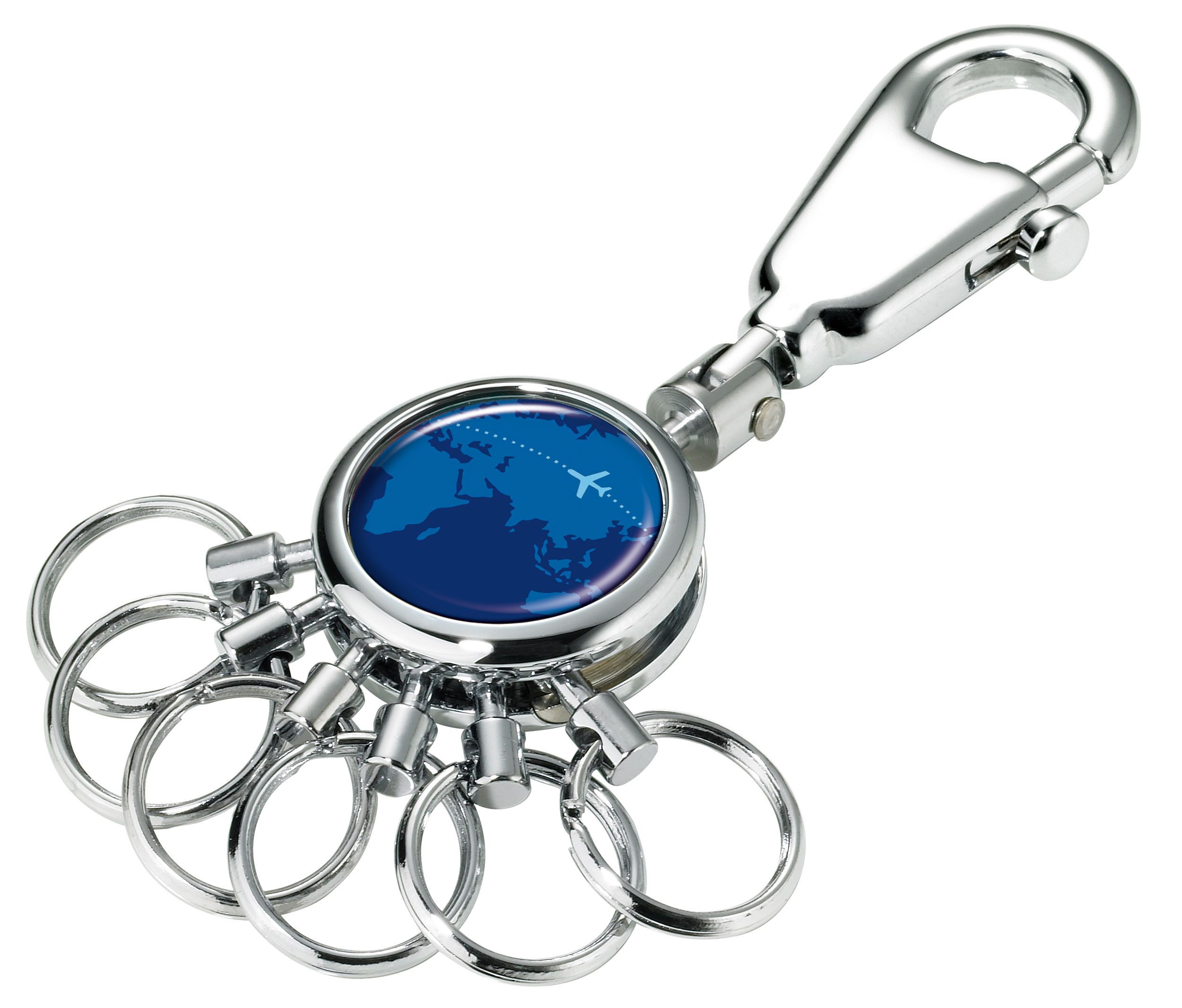 TROIKA Schlüsselanhänger PATENT Dekor mit Karabiner & 6 abnehmbaren Ringen, verschiedene Motive, Fingernagel-sicheres, patentiertes System aus Metall