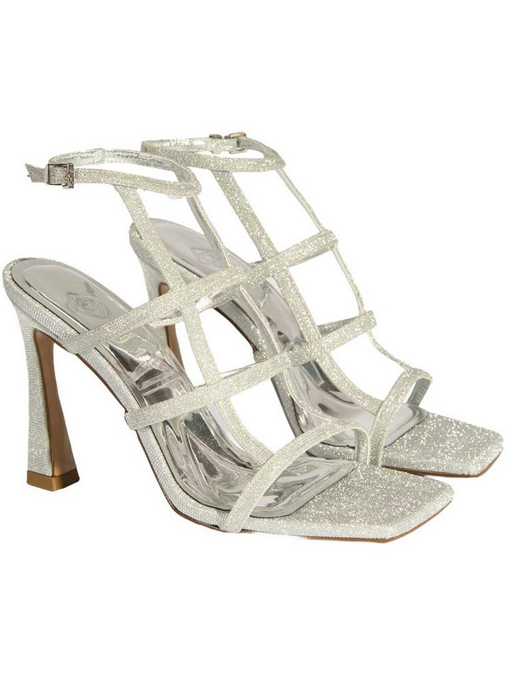 Desa DESA Damen-Sandalen mit Textilschnalle und 10 cm hohem Stilettoabsatz Slipper