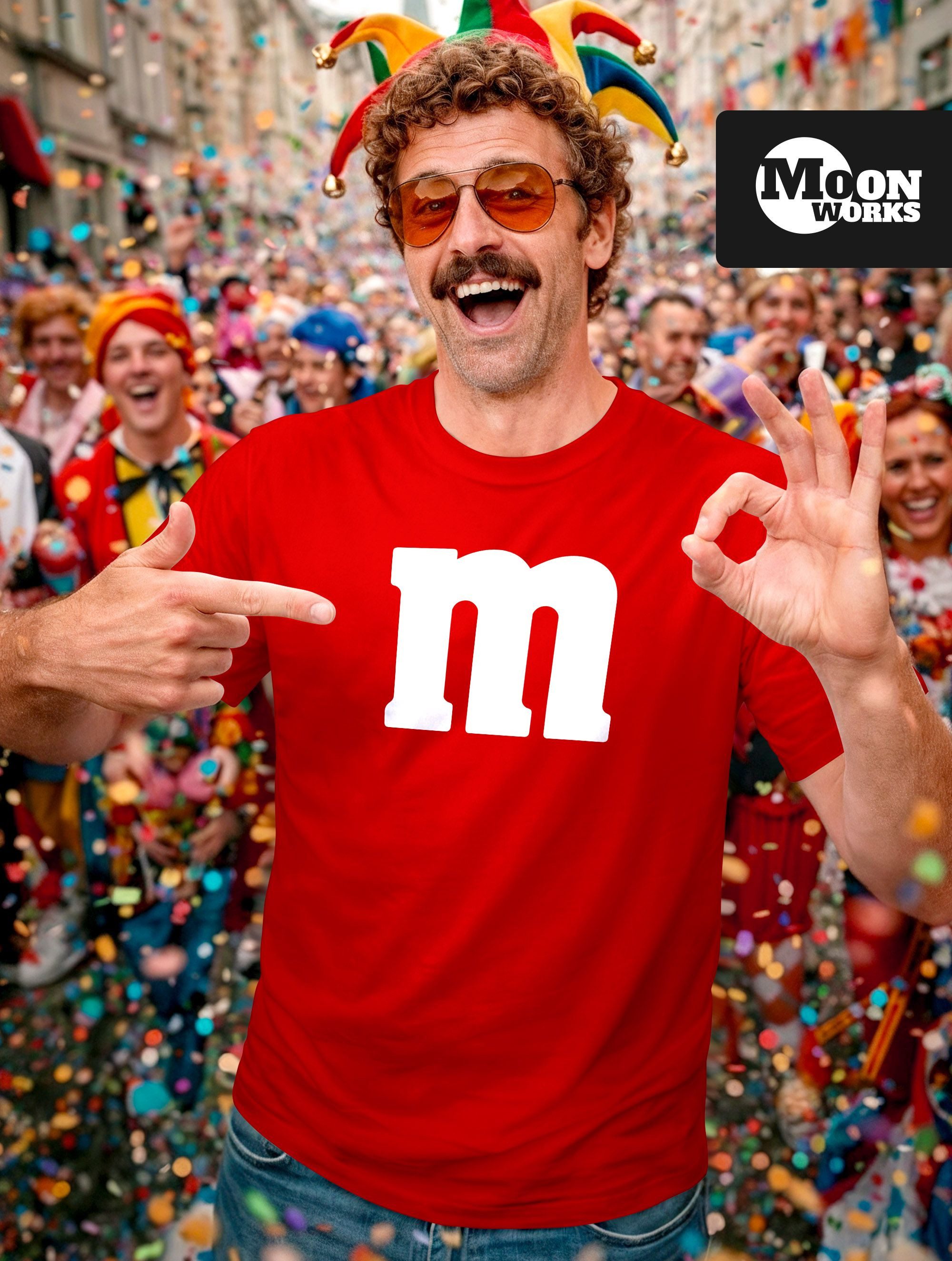 MoonWorks Print-Shirt Herren T-Shirt Gruppen-Kostüm M Aufdruck Kostüm Fasching Karneval mit Print