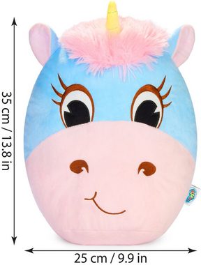 SQUISHBRUBIES Kuscheltier Enya das Einhorn - 35 cm Stofftier - Superweich (1-St., Blau und Rosa), Plüschtier zum Kuscheln, Verschenken und Sammeln