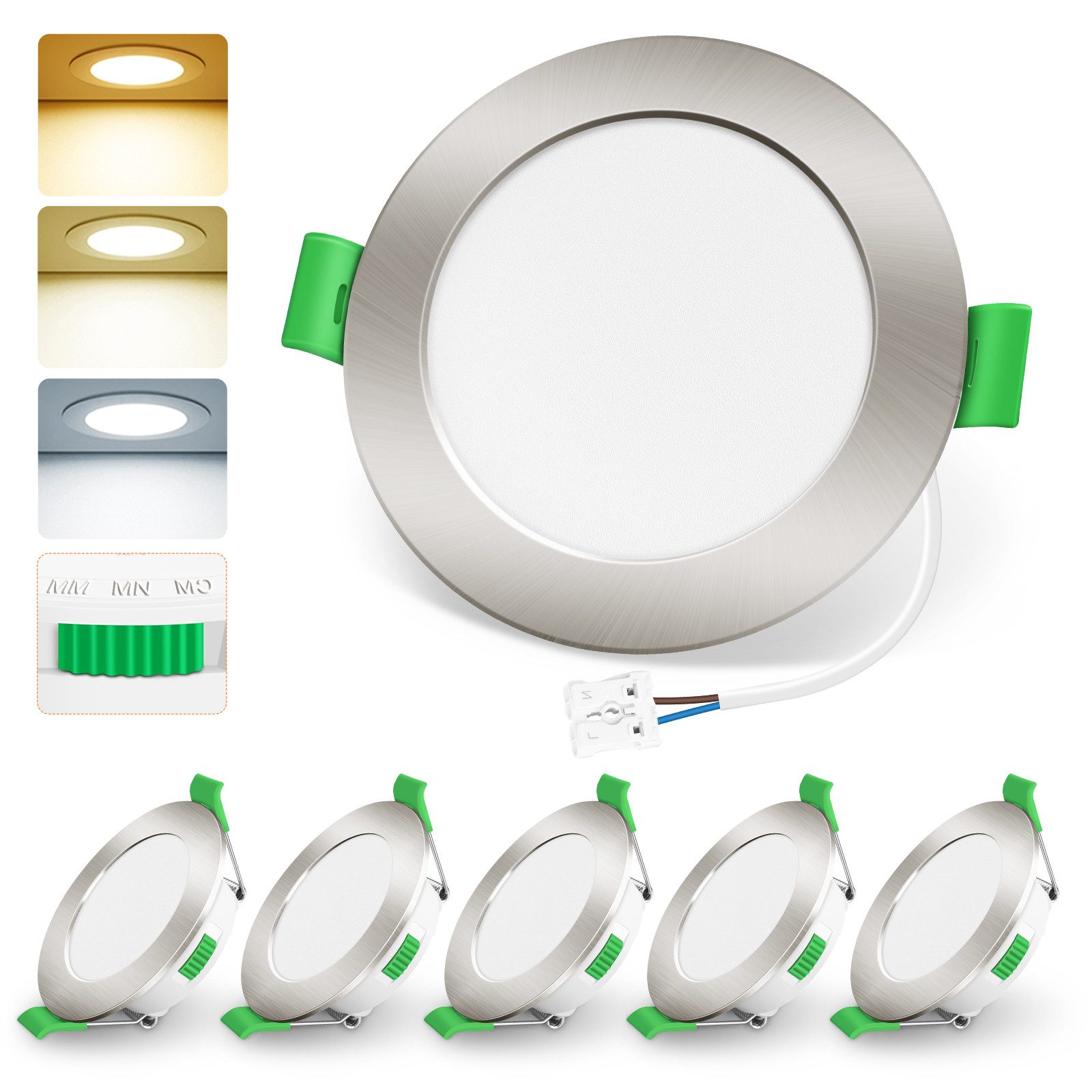 ALUSSO LED Einbaustrahler 6er-Set, Decken Leuchte, Flach Strahler für Bad, günstig online kaufen