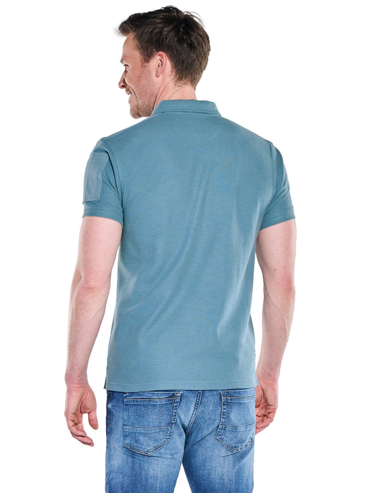 Engbers Poloshirt Herren Poloshirt mit Reißverschluss, Mittelblau