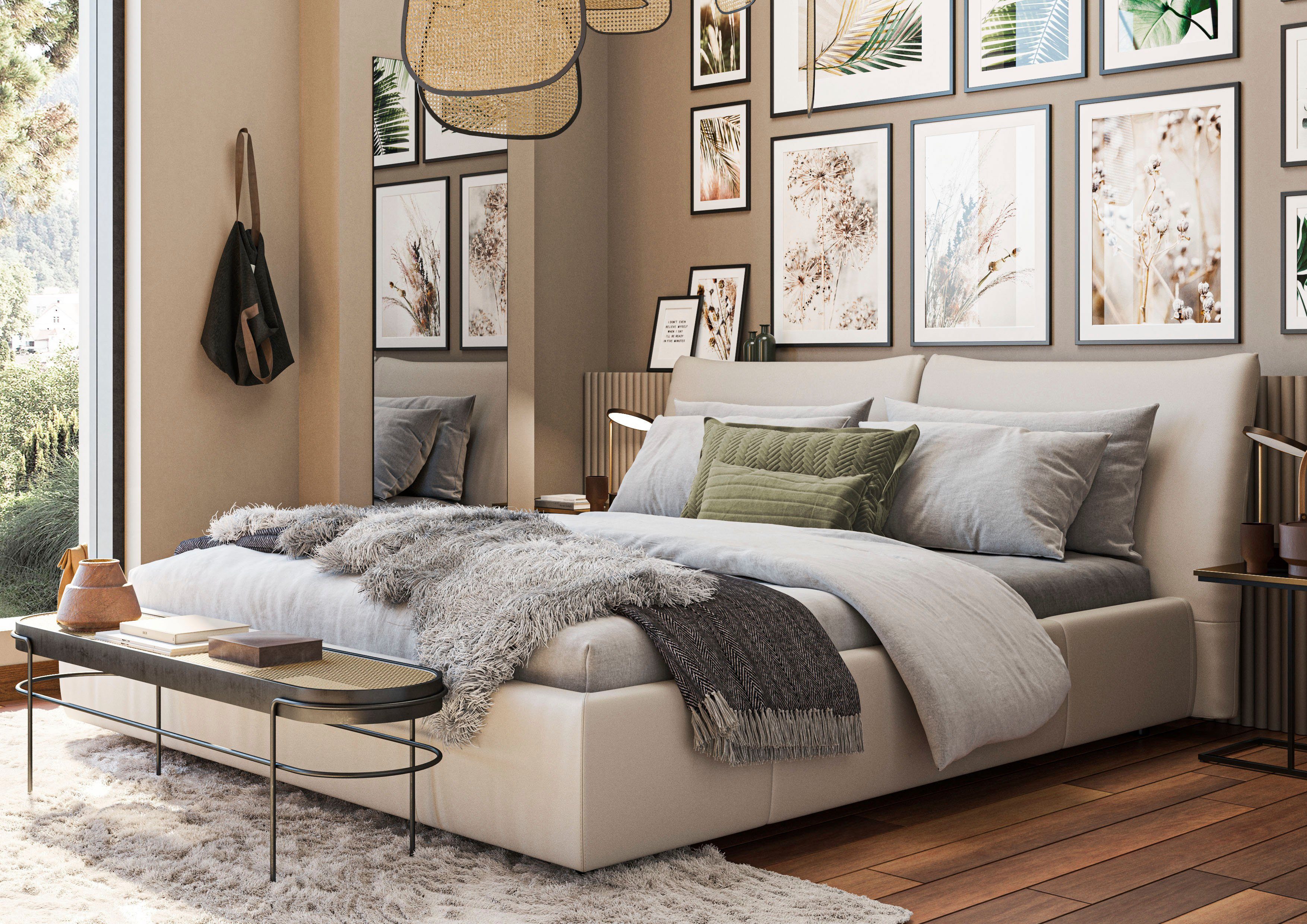 PLACES OF STYLE Polsterbett "Priora in 4 Breiten bis 200cm" auch in NaturLE günstig online kaufen