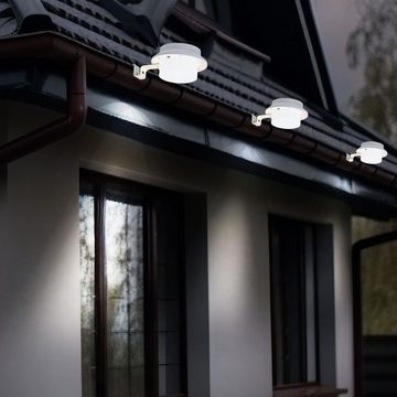 etc-shop Außen-Wandleuchte, LED-Leuchtmittel fest verbaut, Warmweiß, Dachrinnenleuchte weiß Wandlampe Klemme LED Außenleuchte Zaunlampe 4x