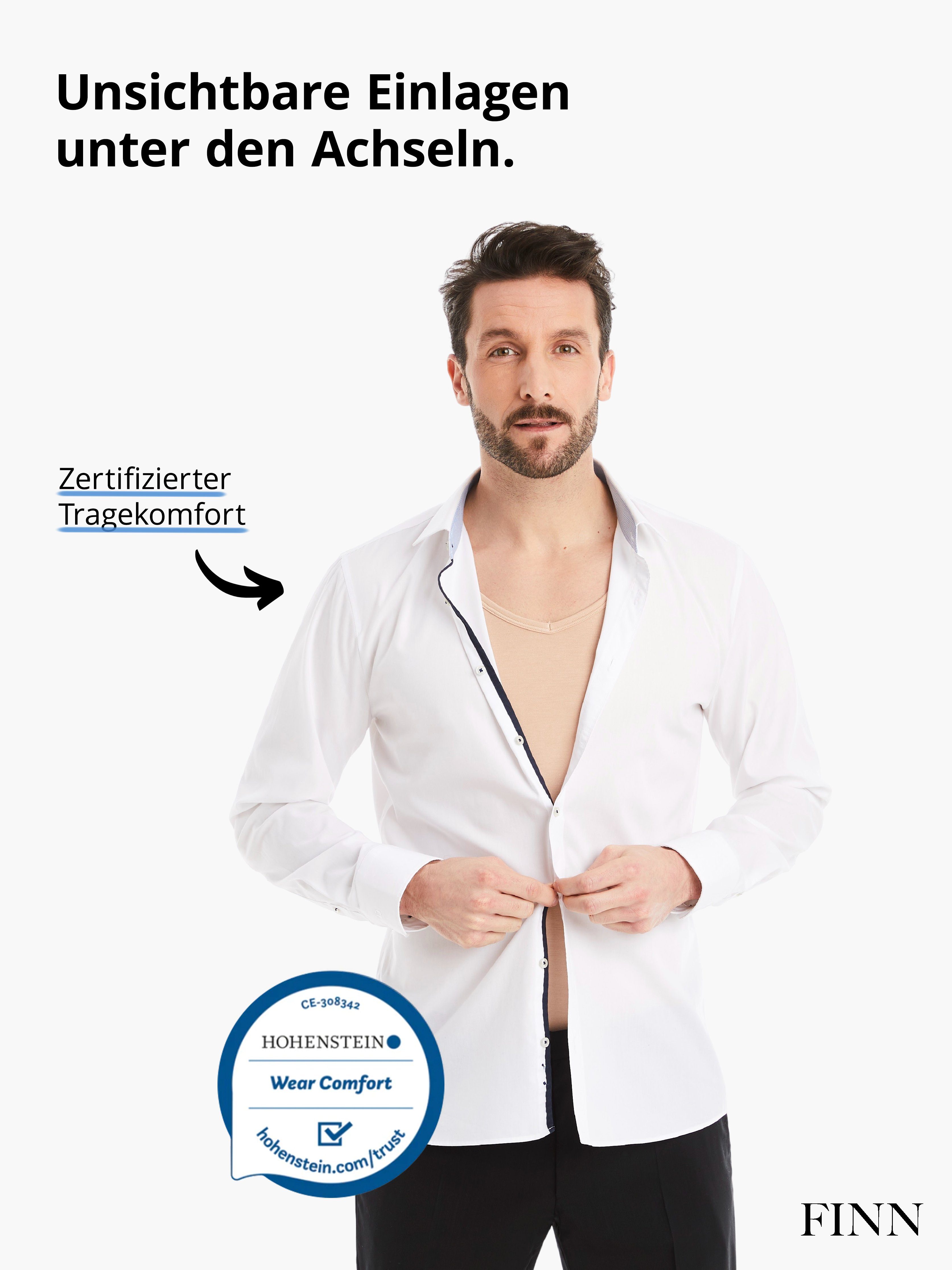 garantierte Herren Light-Beige Schweißflecken, FINN 100% Schutz Wirkung Unterhemd Unterhemd vor Design Anti-Schweiß