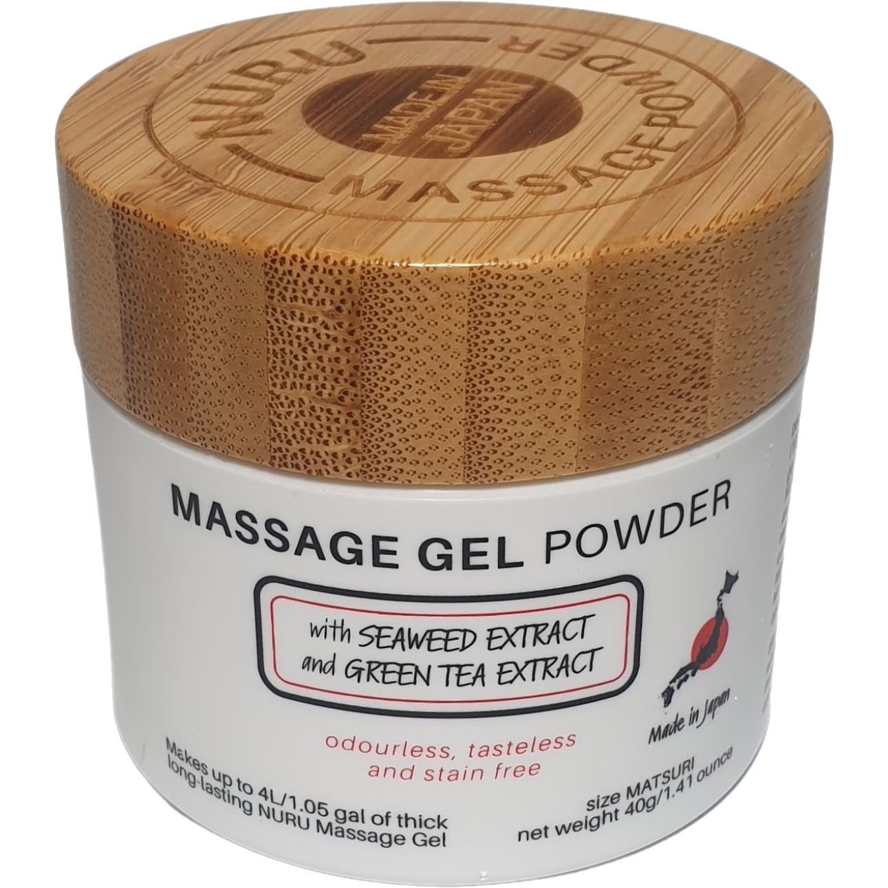 in Inhaltsstoffen 1-tlg., Massage Powder MATSURI mit Massagegel-Pulver Japan 40g, natürlichen Nuru aus Edition, (Nori Gel Green Massagegel & japanisches Tea), und Dose Gleit- Made Seaweed