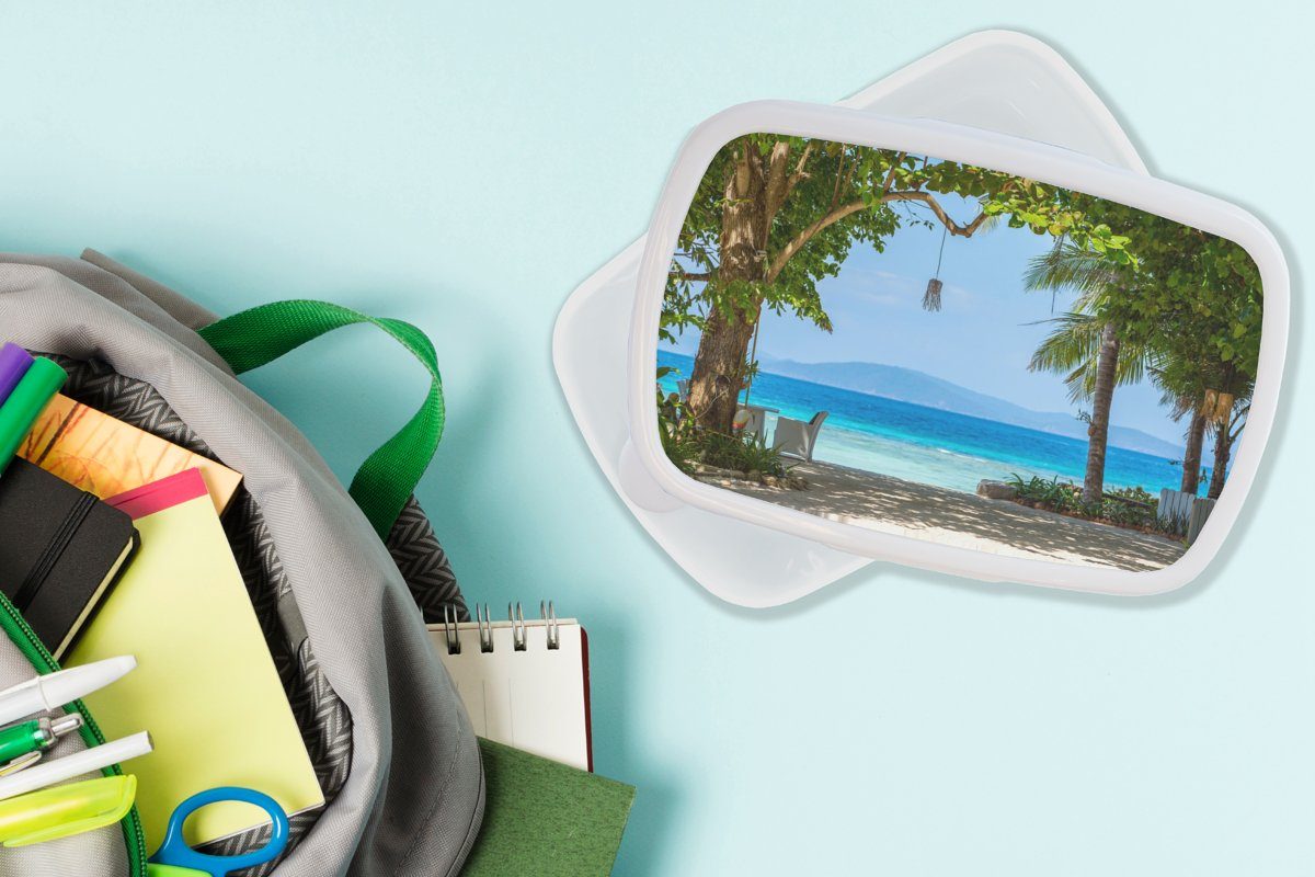 MuchoWow Lunchbox Tropisch - Strand Kinder für und weiß - Mädchen Erwachsene, Meer, (2-tlg), für Jungs Kunststoff, und Brotdose, Brotbox