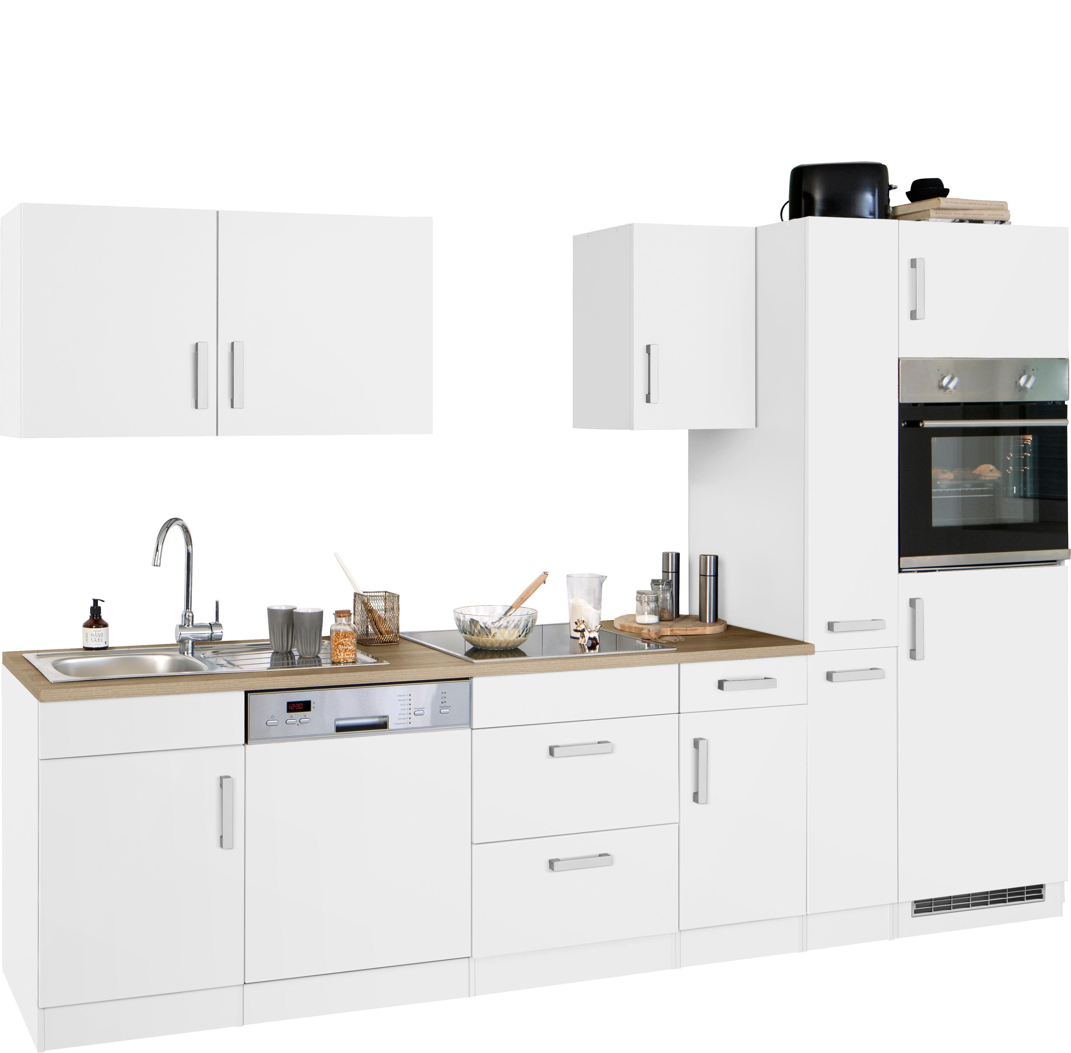 KOCHSTATION Küchenzeile KS-Gera, Breite 300 cm, wahlweise mit E-Geräten, mit Arbeitsplatte