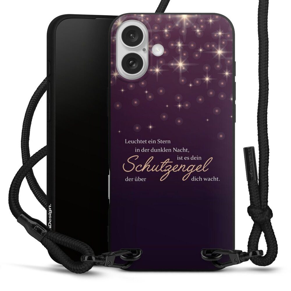 DeinDesign Handyhülle Schutzengel Sprüche Spruch Schutzengel, Apple iPhone 16 Plus Premium Handykette Hülle mit Band Cover mit Kette