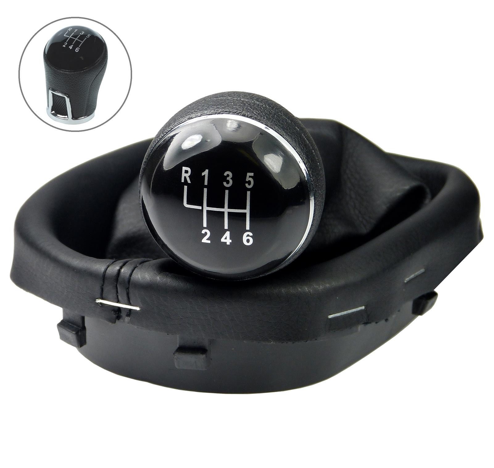 L & P Car Design Schalthebel Schaltsack Schaltknauf für VW Touran 1T1 1T2 1T3 + VW Caddy 2K III (Set, 1 St., Schaltknauf, Schaltsack, Rahmen, Befestigungsschelle), Plug&Play Montage
