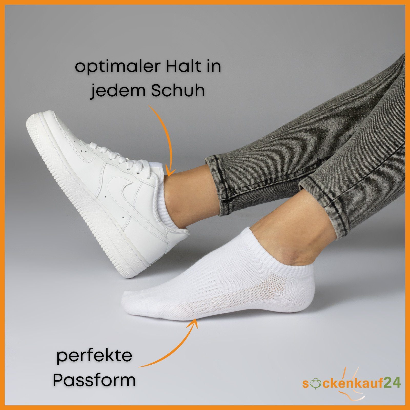 sockenkauf24 Sneakersocken 10 Paar Damen & Herren Premium Sneaker Socken mit Meshstreifen Baumwolle ohne drückende Naht WP – Bild 2 von 5