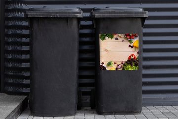 MuchoWow Wandsticker Obst - Erdbeere - Paprika - Küche (1 St), Mülleimer-aufkleber, Mülltonne, Sticker, Container, Abfalbehälter