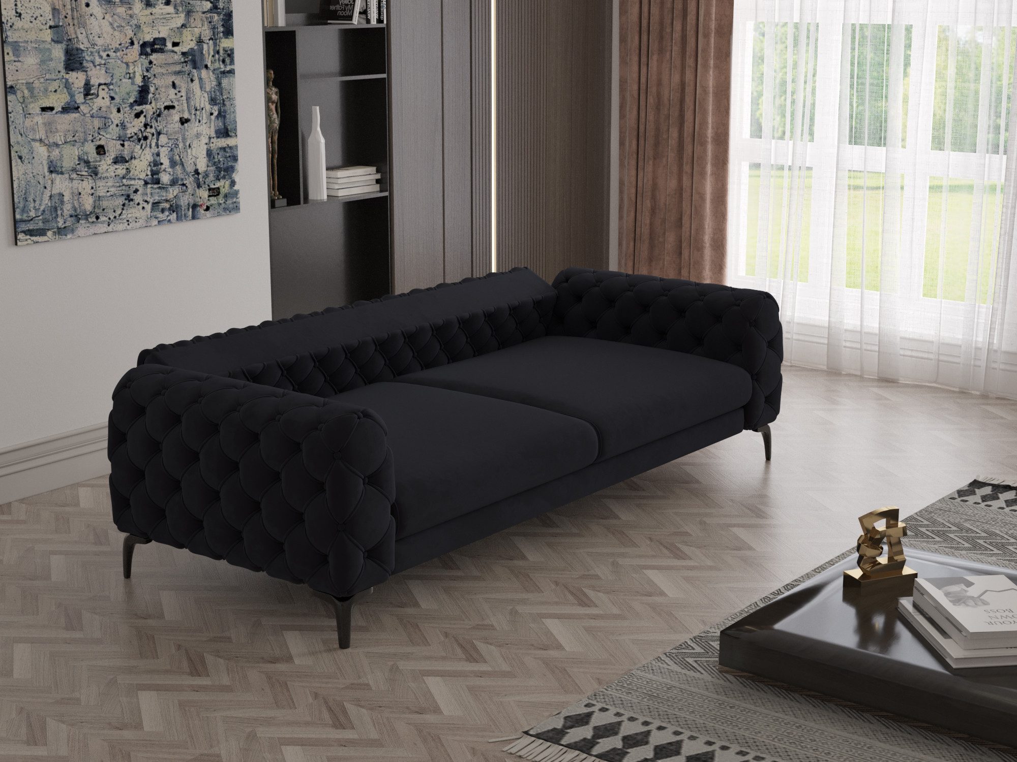 Möbeldreams Chesterfield-Sofa Set Arizona Chesterfield Schlaffunktion 3-2-1 .3-3-1 .3-1 .2-1, 3 Teile, Schlaffunktion – Bild 3 von 4