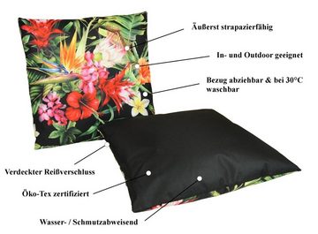 JACK Dekokissen 2er Set Outdoor Lounge Motiv Wende Kissen 45x45cm + 30x50cm Dekokissen, inkl. Füllung, Robust, Strapazierfähig, Wasserfest, Innen & Außen