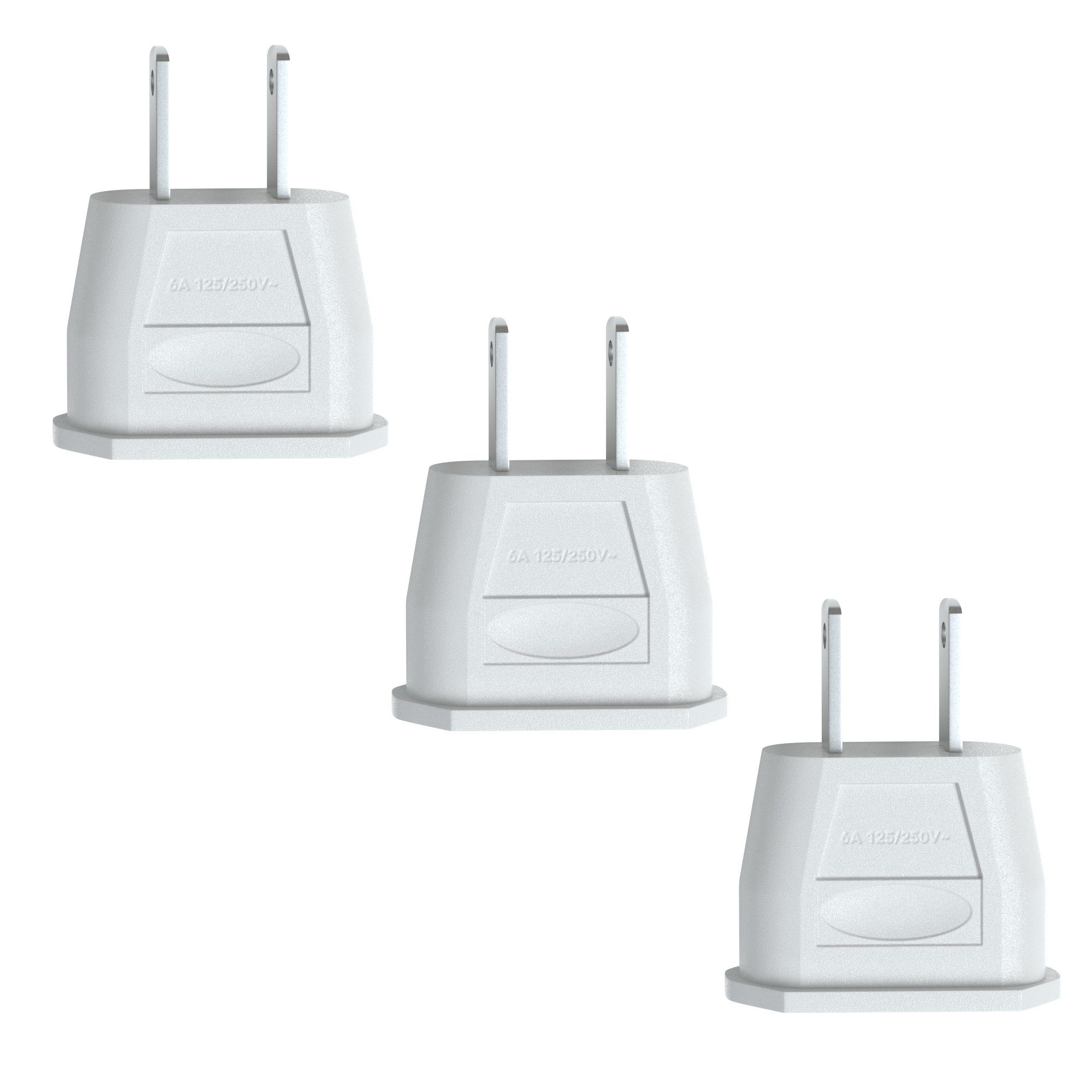 EAZY CASE 3x Travel Adapter USA Reiseadapter Stromstecker Stromadapter Typ A, 3er Set EU auf USA Adapter Strom Amerika 2pin Buchse Netzadapter Weiß
