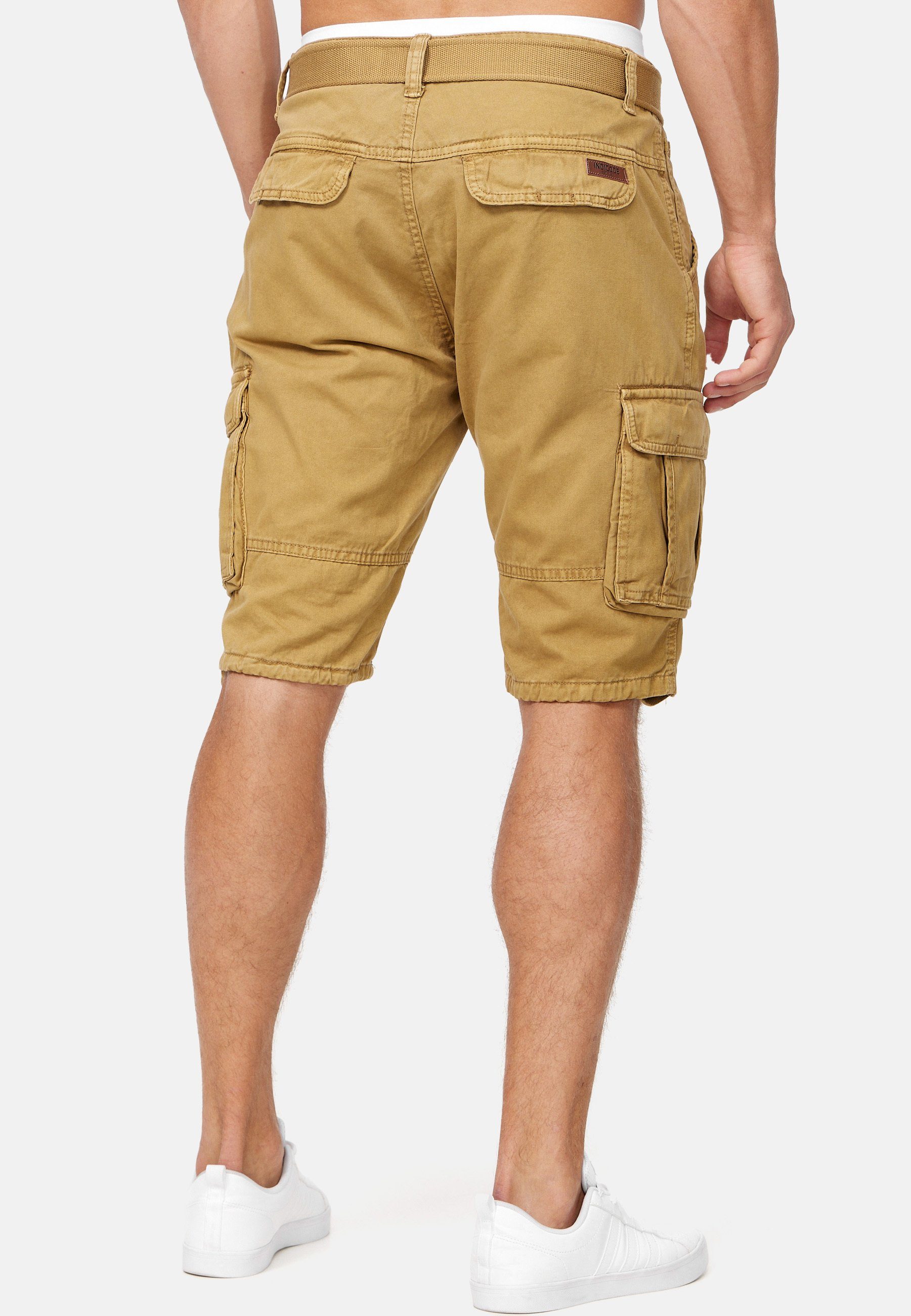 Indicode Cargoshorts Herren Monroe Cargo Cargo Shorts Herrenshorts mit 6 Taschen inkl. Gürtel