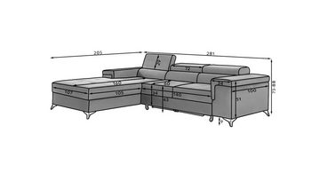 Möbel für Dich Ecksofa Angula, mit Schlaffunktion, Bettkasten und verstellbaren Kopfstützen