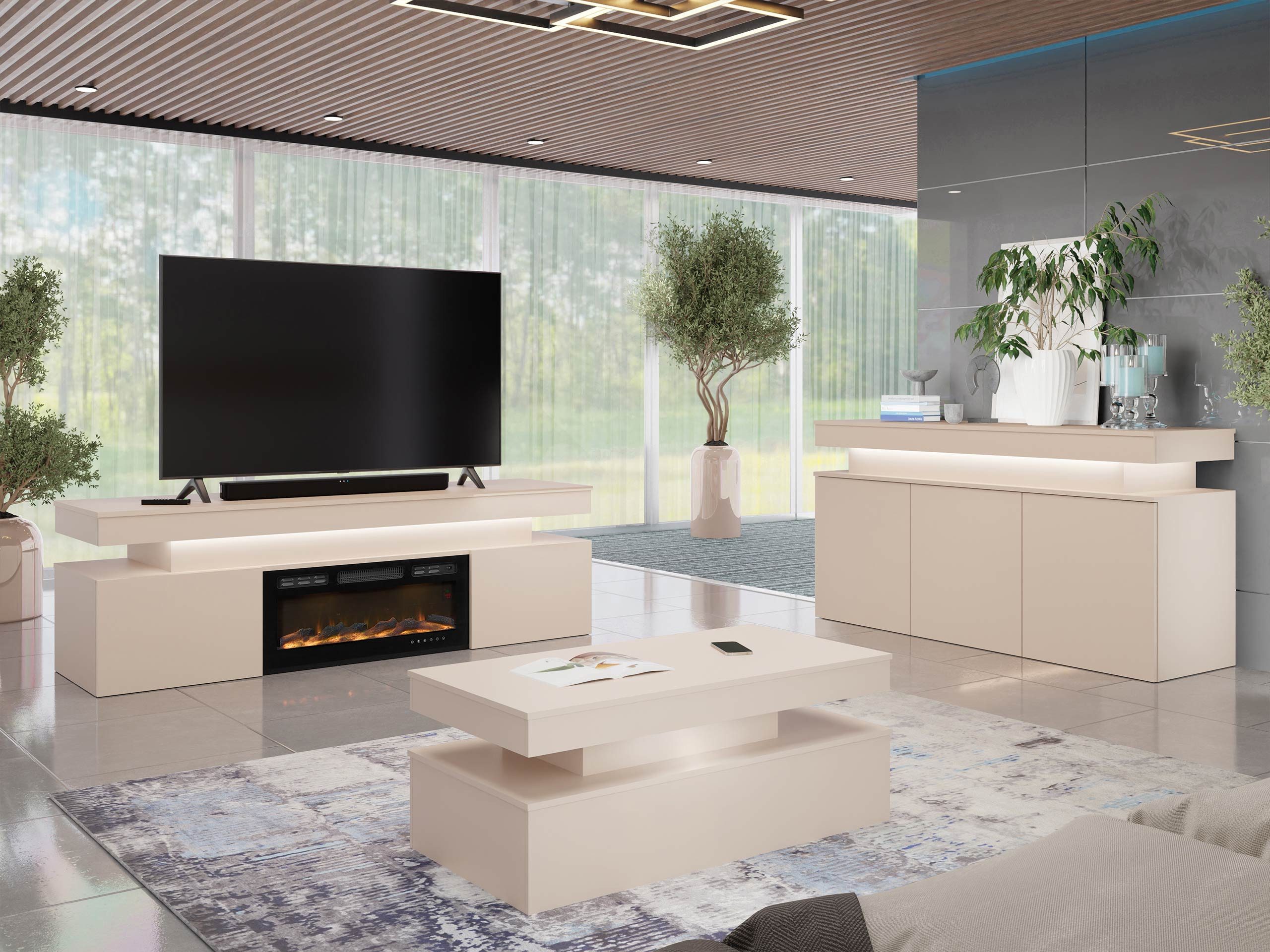 MIRJAN24 Wohnzimmer-Set Glossa Bis II, (3er-Set, Kommode, TV-Lowboard mit K günstig online kaufen